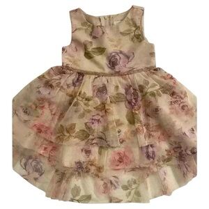 Toddler Girl Formal Floral Lace Glitter NEW pink purple cream party ceremony 2T